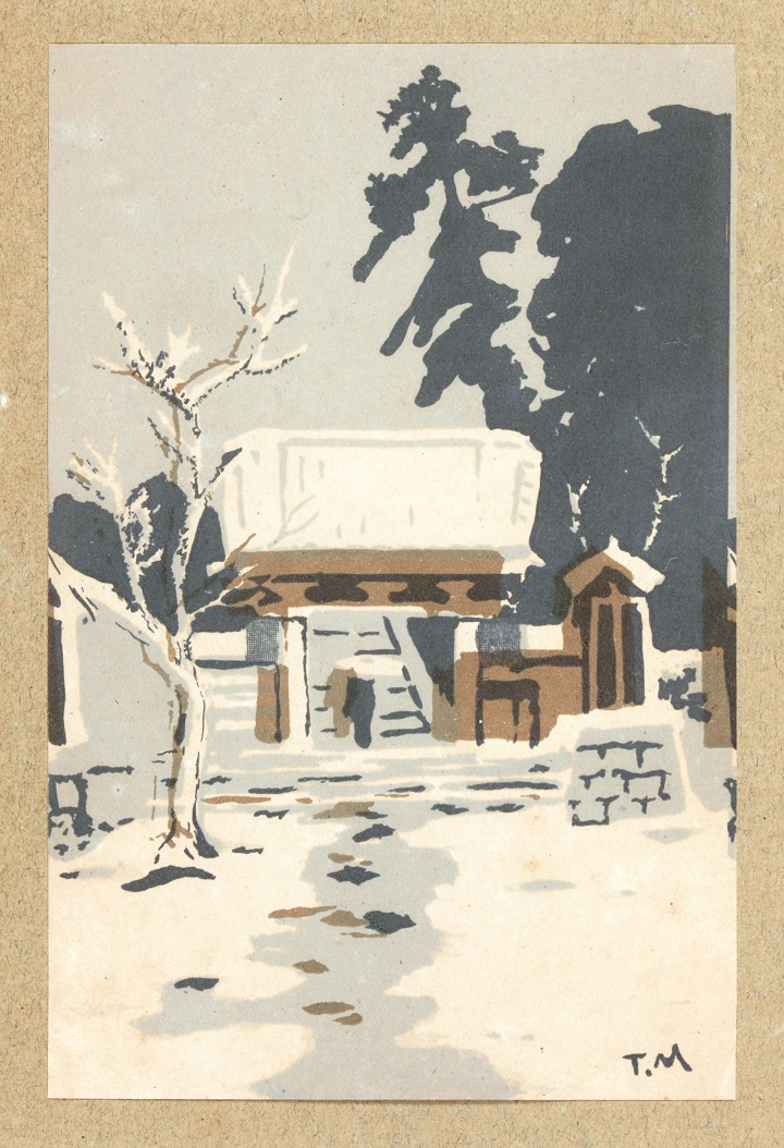 京の雪（水彩畫石版）