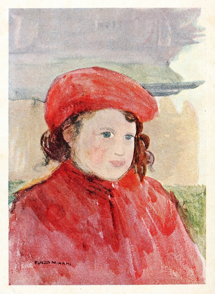 赤い頭巾冠れる子供（水彩畫原色版）
